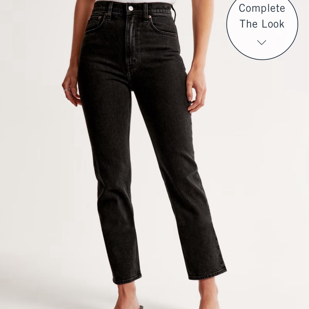 abercrombie The Ankle Straight Ultra High Rise Curve Love Black Jeans Size 26 R